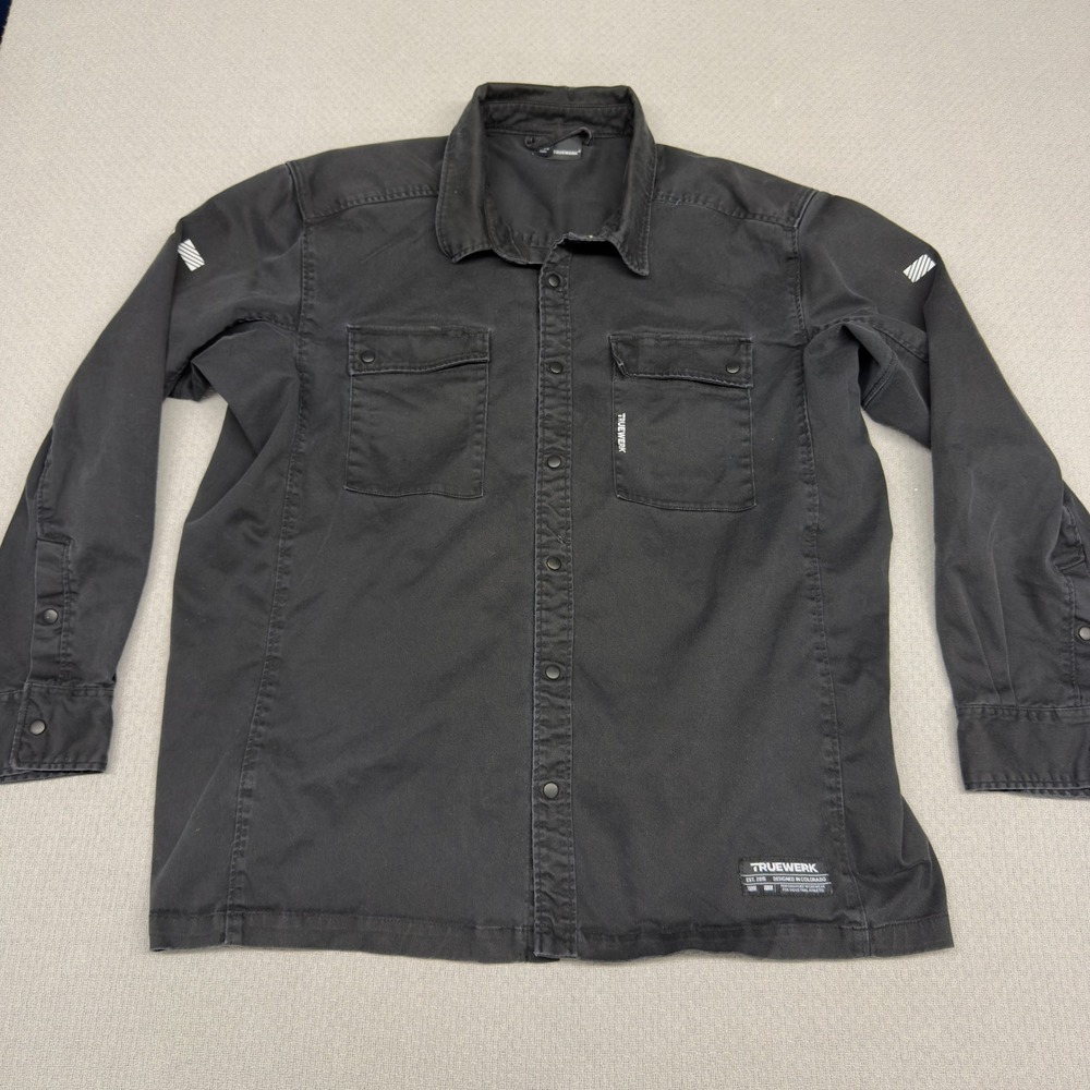 Truewerk FR Shirt Mens 2XL Black Flame Resistant‎ Cotton Workwear Snap Utility